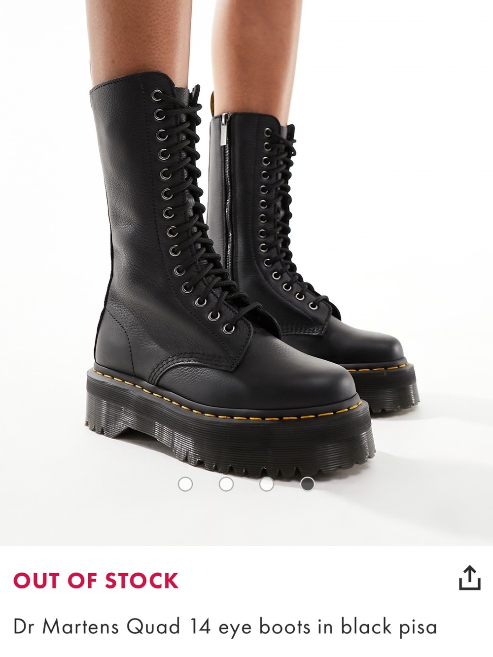 Dr. Martens Black Lace-Up Platform Boots with Yellow Stitching